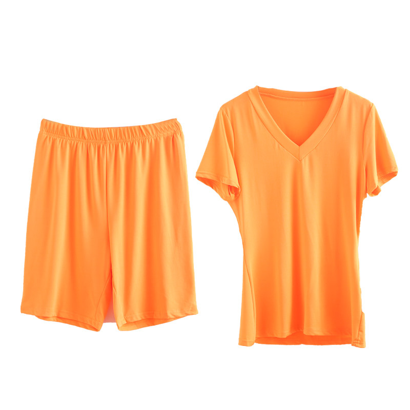 2025年中性款短袖套装V领纯色套装时尚百搭居家外穿