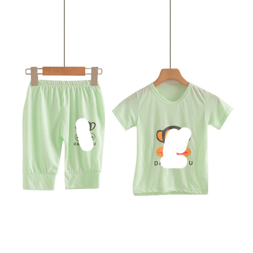 2025夏款宝宝短袖短裤套休闲套装短袖卡通印花休闲两件套潮