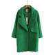 绿色大衣女时尚 休闲外套 毛呢大翻领中长款 气质女神范冬装 新款
