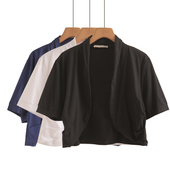 配吊带连衣裙子外搭开衫 短款 外套罩衫 夏季 小坎肩披肩无领短袖 西装