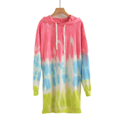 外贸秋冬扎染连帽卫衣女chic港风毛圈宽松大码 胖mm上衣加绒慵懒风