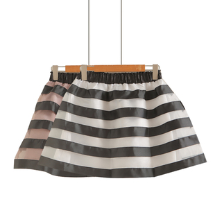 时尚 学院风高腰显瘦A字裙韩版 洋气横条纹减龄短裙 女式 2025年夏季