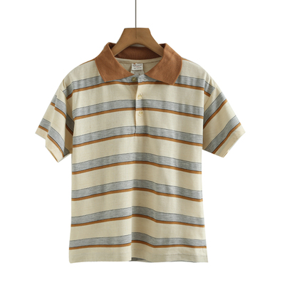 日单卡通条纹翻领上衣韩版休闲