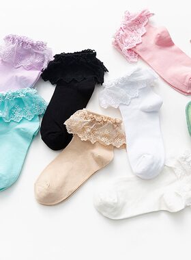 Lolita袜子女日系可爱短袜棉袜春秋季花边袜女洛丽塔短筒lo袜jk袜
