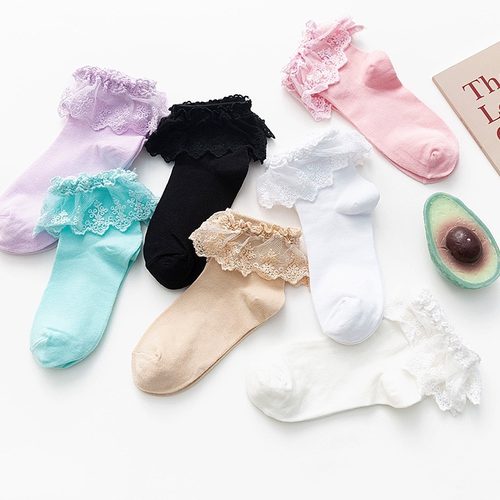 Lolita袜子女日系可爱短袜棉袜春秋季花边袜女洛丽塔短筒lo袜jk袜