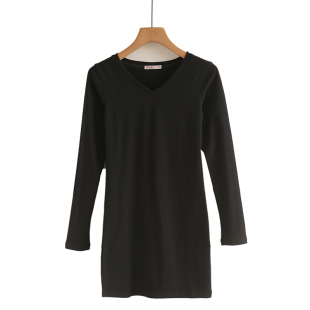 装 修身 弹力中长款 女士新款 韩版 t恤春秋季 打底衫 纯棉内搭上衣 长袖