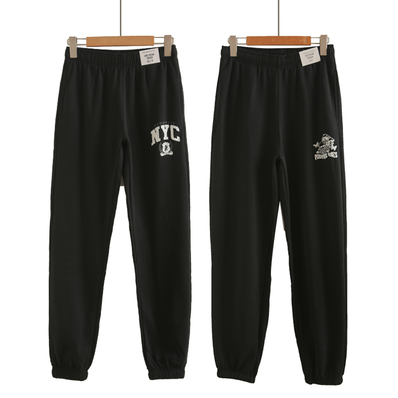 秋冬裤子运动裤男女情侣款加薄绒百搭宽松长裤休闲卫裤松紧裤口