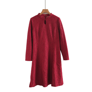 品牌妈妈春秋改良旗袍连衣裙时尚 喜婆婆婚宴礼服中老年女过膝长裙