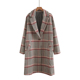 加厚韩版 毛呢外套女秋冬新款 宽松英伦风休闲呢子大衣 格子西装 长款