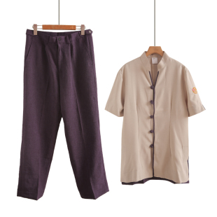 短袖 太极服男女轻薄棉麻武术练功晨练太极拳服装 新品 25年春夏秋季