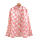 2025春秋宽松港风雪纺翻领防晒上衣中长款 红色圆点衬衫 女长袖