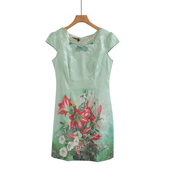 少女中式 改良时尚 V领夏季 2025新款 日常修身 复古民族风旗袍连衣裙