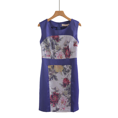 网面圆领新中式旗袍 夏季新款印花修身短款优雅时尚女连衣裙