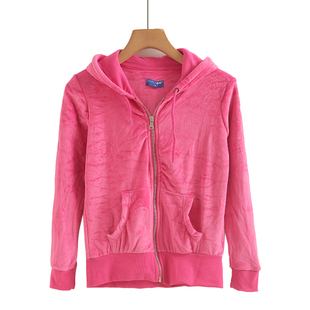 秋冬季新款童装女童金丝绒外套夹克拉链衫休闲上衣8岁14岁珊瑚绒
