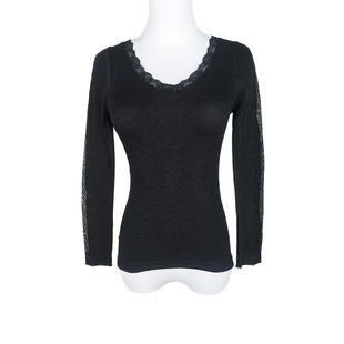 不加绒打底衫 款 百搭款 秋衣棉毛衫 纯色贴身款 蕾丝边女保暖内衣薄款