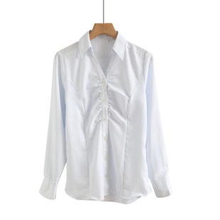 春秋装新款正装女士打底衫小格衬衣韩版职业长袖雪纺衬衫女工作服