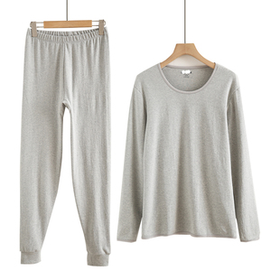 衬衣衬裤 女纯棉圆领保暖内衣女士大码 高中生全棉打底 套装 秋衣秋裤