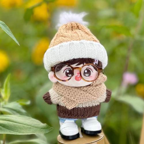 10cm咖啡色拼接毛衣套装