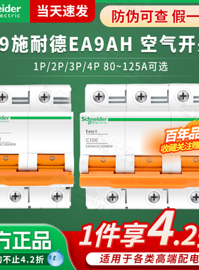 施耐德小型断路器EA9AH 1P2P3P4P C100A 80A 125A  EA9AH3C100NEW