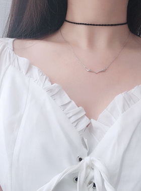 小众气质饰品s925纯银鹿角项链高