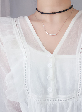 ins气质简约风饰品s925纯银一字