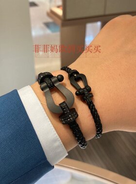 FRED斐登Force 10马蹄扣黑色钛钢手链大号黑武士男女时尚手环礼物