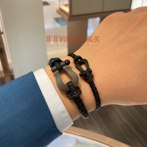 FRED斐登Force 10马蹄扣黑色钛钢手链大号黑武士男女时尚手环礼物