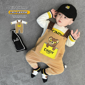 两件套婴儿秋装 超洋气时尚 衣服 老虎打底衫 百搭背带裤 宝宝秋季 套装