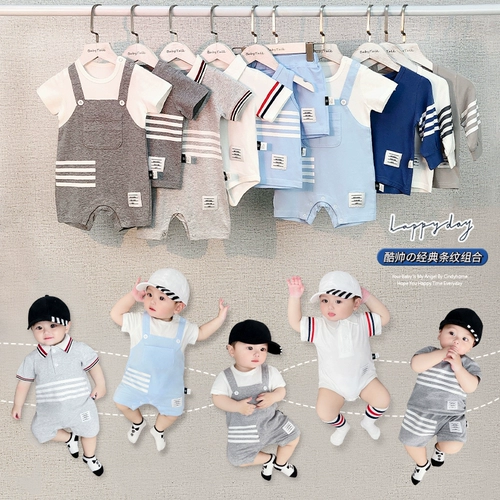 Летняя тонкая хлопковая футболка с коротким рукавом, комплект, детская одежда, боди