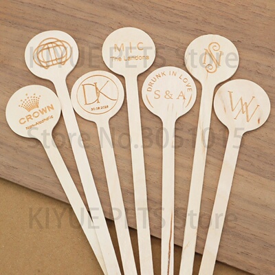 100 PCS Household Items Engraved Blank Label Round Spoon Te