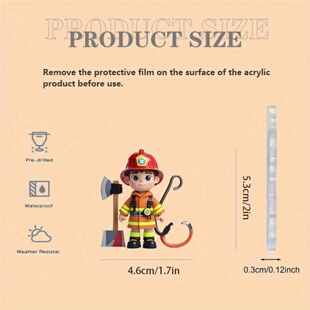 2D Cute European Firefighter with Axe & Hook Playful Design