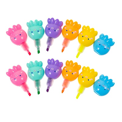 2 Sets Mini Stackable Octopus Highlighter Pens Cute Fluores