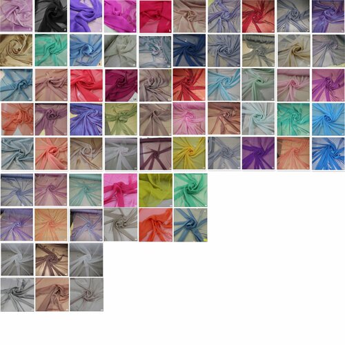 1/3/5/10m Transparent Chiffon Fabric,Two-Tone Solid Color S