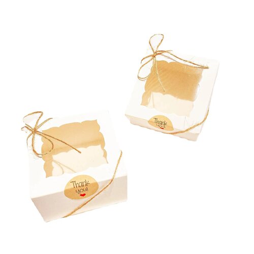 50pcs Cake Boxes,10x10x6cm White Cake Box with Window,Squar