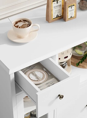 Microwave Cabinet, Kitchen Storage Cabinet with 3 Doors and