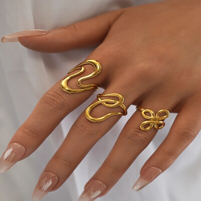 Stainless Steel Gold Color Rings for Women Men 2025 Colorfa