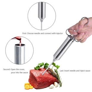 Meat Injector Syringe Kit Grill Turkey BBQ Seasoning Sauce