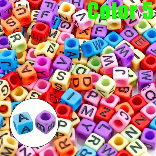 500/100pcsAcrylic Alphabet Cube Beads, Assorted A-Z Letter