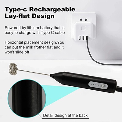 Portable foam maker Handheld 3-speed milk foam maker Coffee