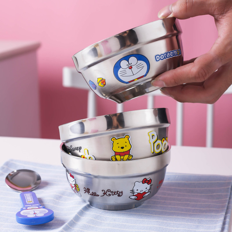 304不锈钢碗餐具儿童碗防摔防烫可爱卡通饭碗家用小孩汤碗可刻字,餐饮具,碗,淘宝优惠券,粉丝福利购,淘宝优惠卷