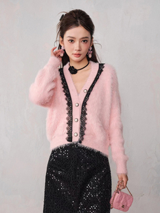 TT.RR.YY/ME揣蜜24奶FUFU毛绒绒开衫毛衣设计师春秋针织衫女现货