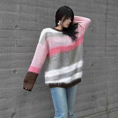 设计师品牌正品休闲撞色针织衫潮