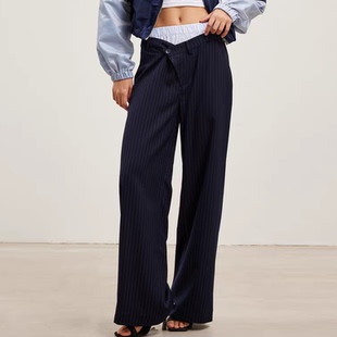 袖 双腰女条纹长裤 子拼接夹克外套 FLEURANT设计师2026春秋时尚 JAC