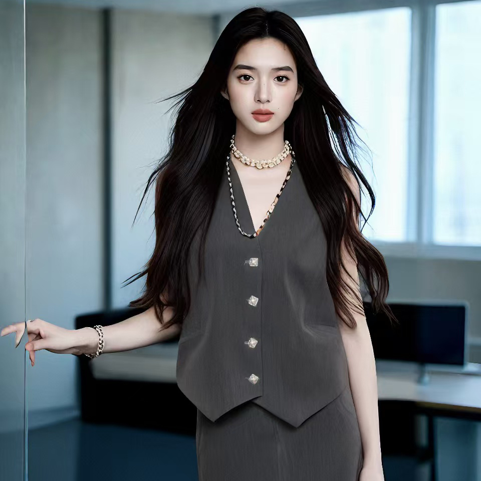 时尚洋气深灰气质马褂日常实穿女