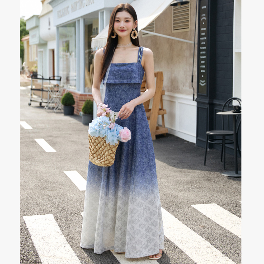 设计感吊带长裙无袖清凉感御姐裙