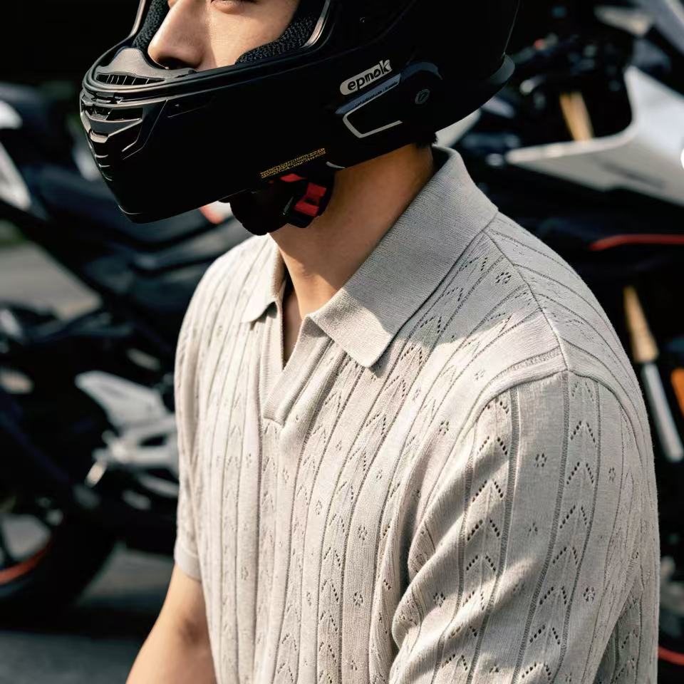 老钱风肌理感翻领POLO衫男短袖针织休闲T恤机车佬上衣