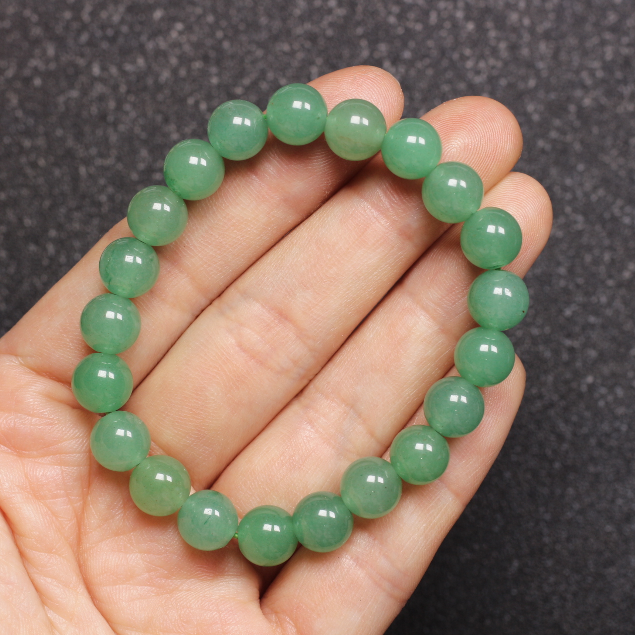 a级纯天然无添加绿东陵玉手链男女情侣手串圆珠百搭单圈8mm