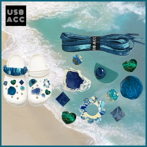 蓝色洞洞鞋鞋花蔚蓝海岸