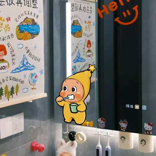 可爱星星人洗手间化妆镜装饰贴纸