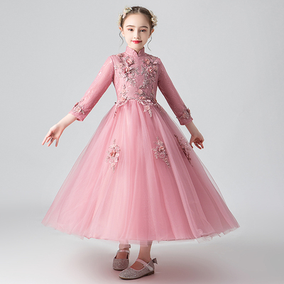 钉珠立体花婚纱主持礼服公主裙女